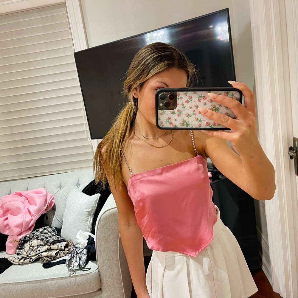 Pink wrap top with gems